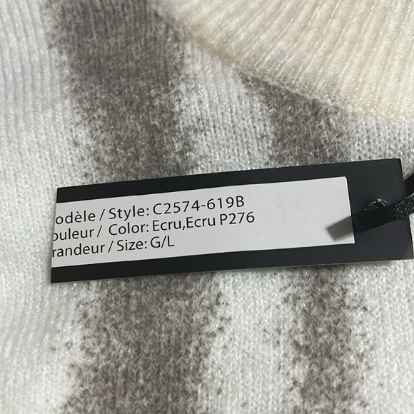 CHARLIE B animal print sweater. NWT. Ivory and taupe. Size large. - Picture 4 of 11